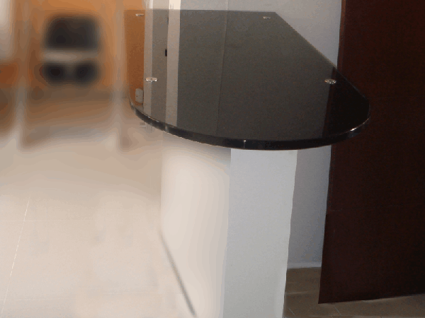 Barra cocina vidrio templado y acero