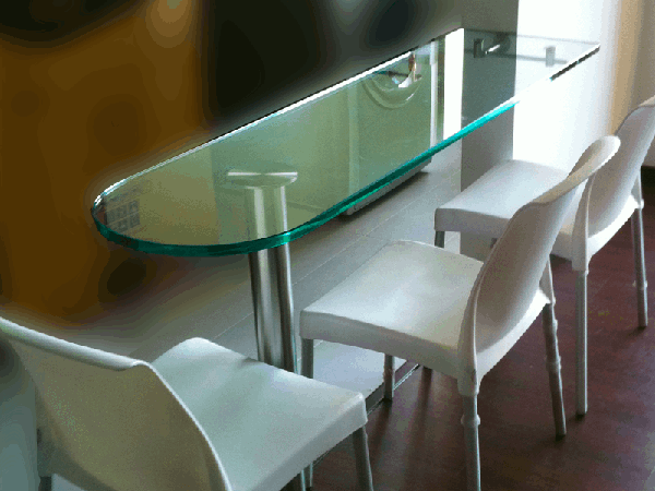 Barra cocina vidrio templado y acero